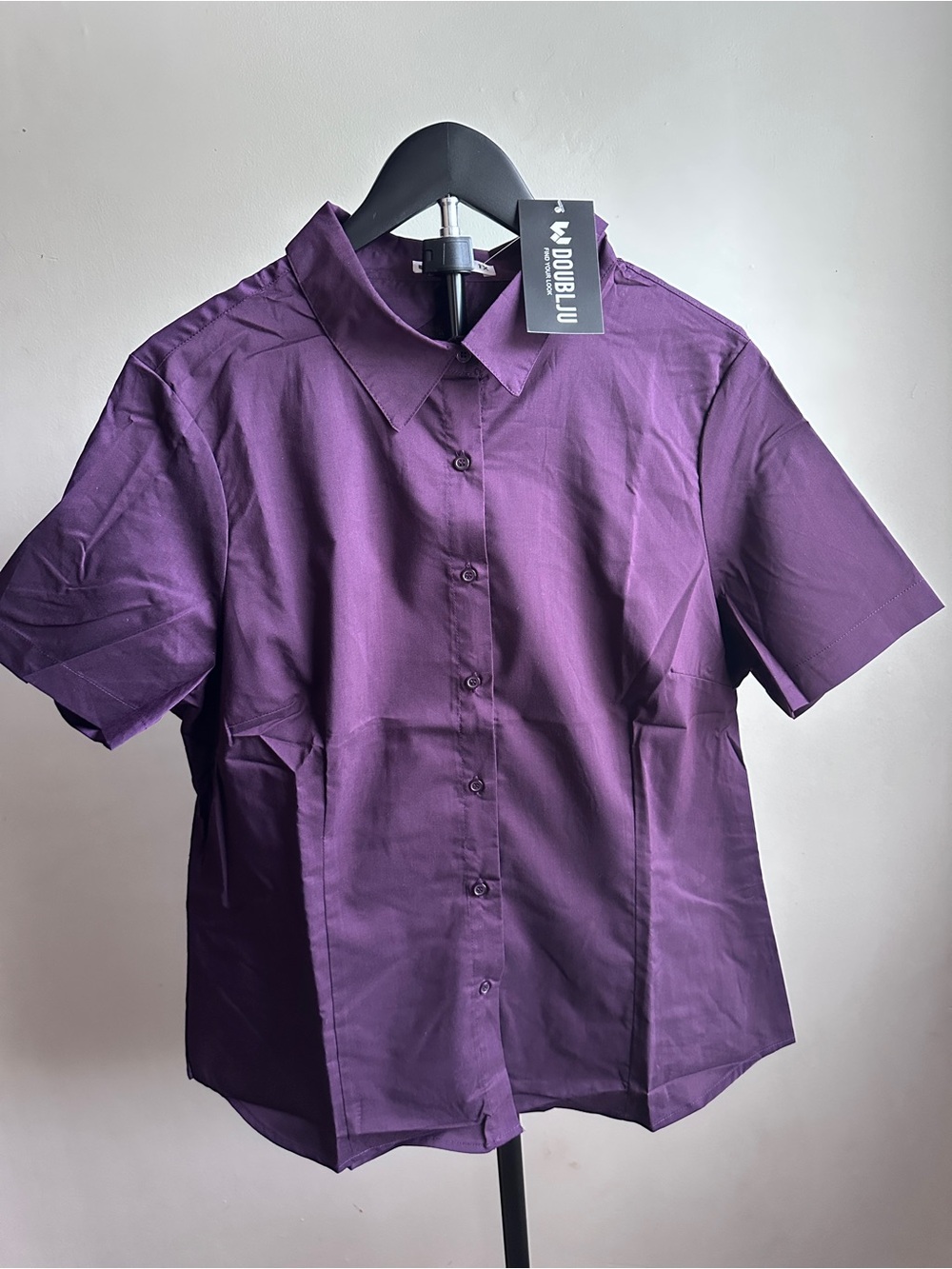 Women’s Short-Sleeve Button Front Blouse - Purple